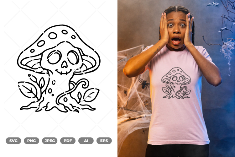 Skull Mushroom SVG   Clipart
