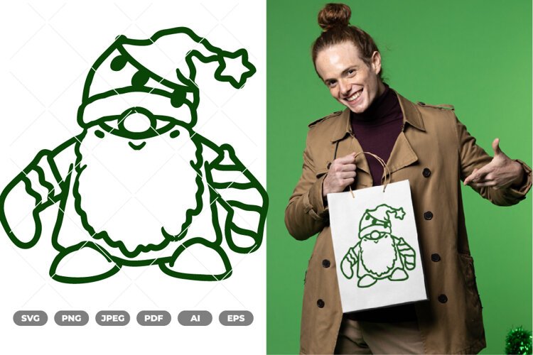 Kawaii Christmas Gnome SVG & Clipart example image 1