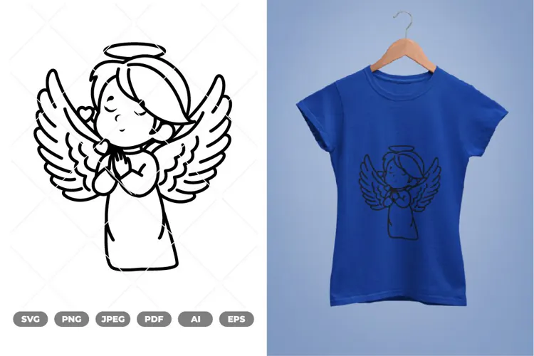 Praying Little Angel SVG & Clipart