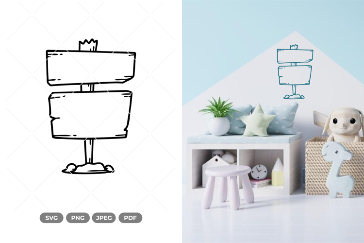 Wooden Sign Doodle SVG & Clipart