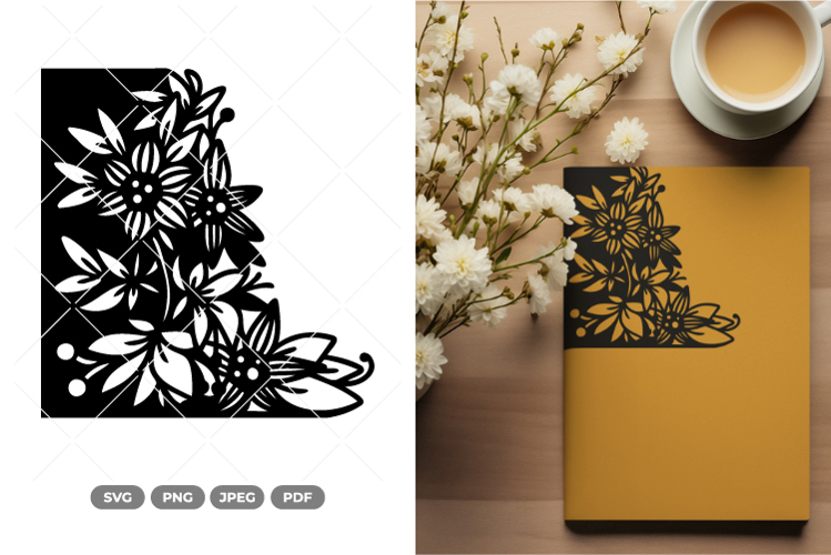 Decorative Rose Corner Ornament SVG   Clipart