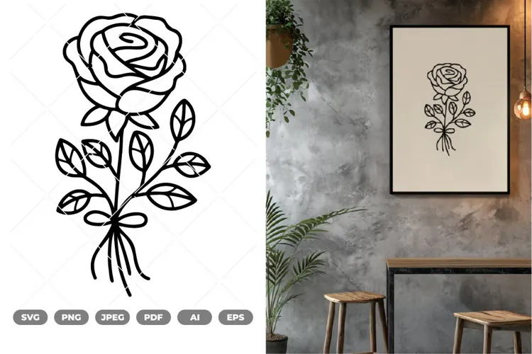 Rose Lineart SVG & Clipart