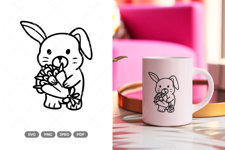 Valentine Rabbit SVG & Clipart
