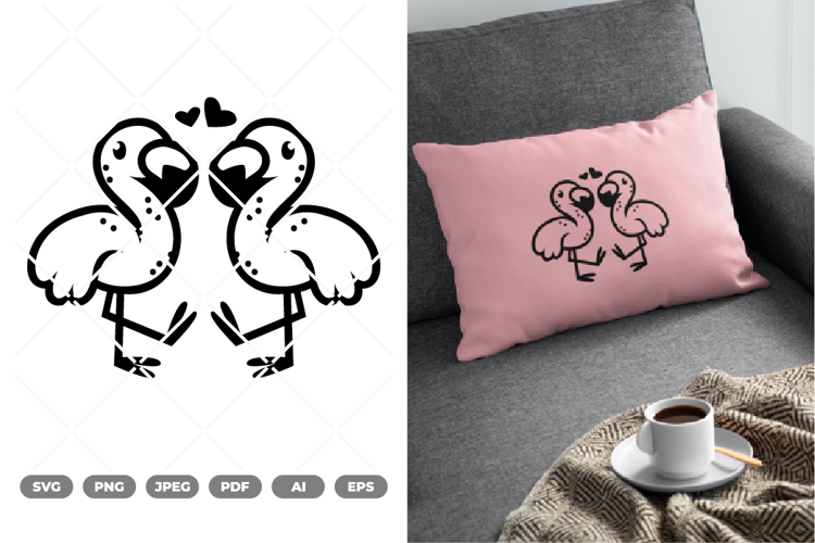 Couple Flamingo SVG & Clipart example image 1
