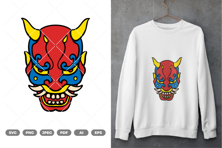 Oni Mask Colored SVG & Clipart
