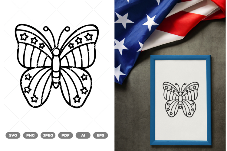 Fourth Of July Butterfly SVG & Clipart
