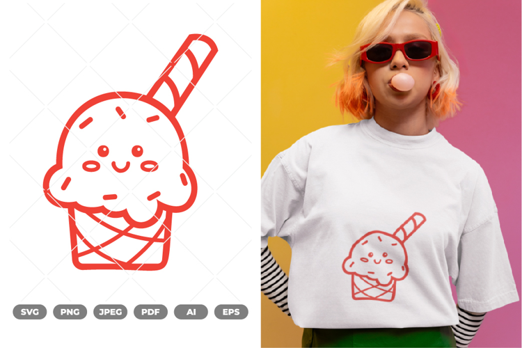 Kawaii Ice Cream SVG & Clipart