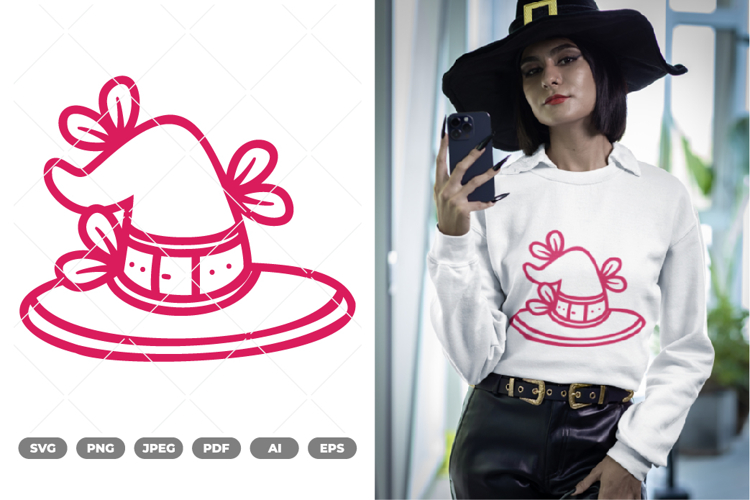 Floral Witch Hat SVG & Clipart