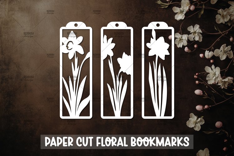 3 Floral Bookmarks Paper cut SVG Laser cut,Cricut,Silhouette example image 1