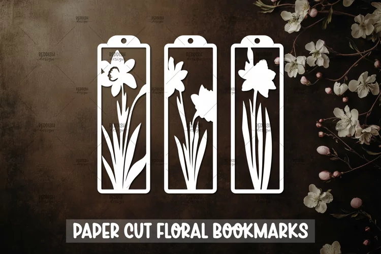 3 Floral Bookmarks Paper cut SVG Laser cut,Cricut,Silhouette