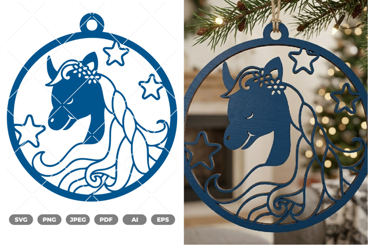 Unicorn Ornament SVG   Clipart