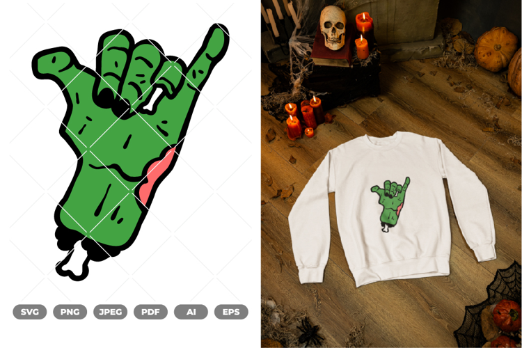 Zombie Hand Sign Colored SVG & Clipart
