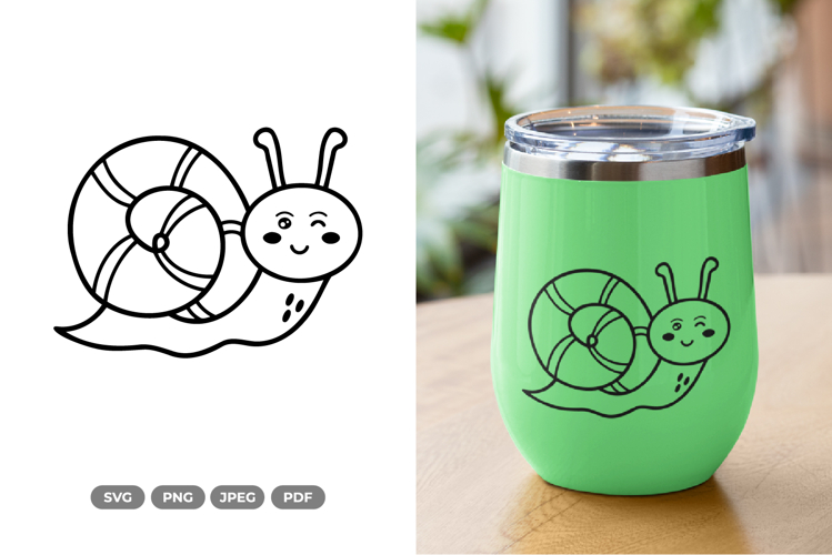 Kawaii Snail SVG & Clipart - Spring Cut File example image 1