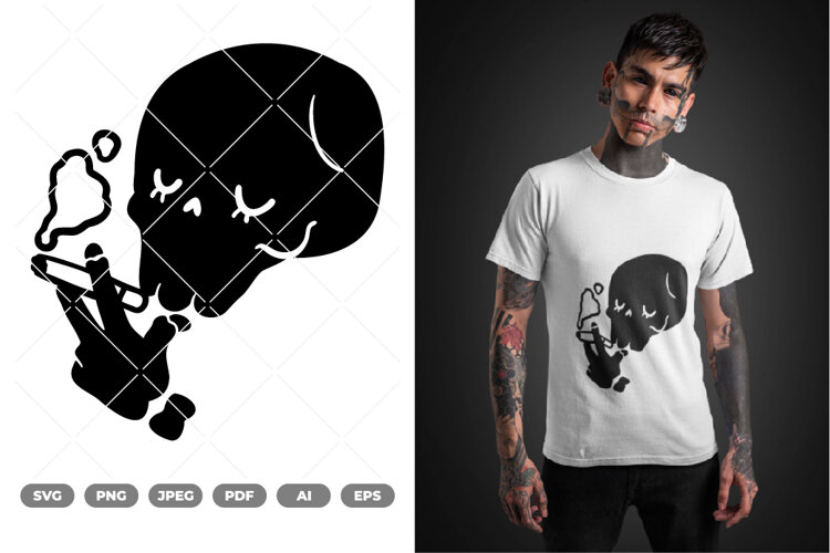 Smoking Skull SVG & Clipart example image 1