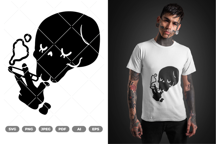 Smoking Skull SVG & Clipart