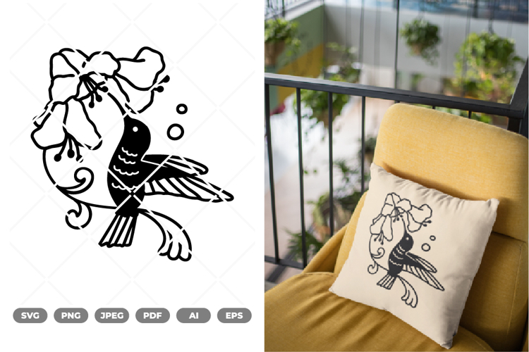 Colibri and Flower SVG & Clipart