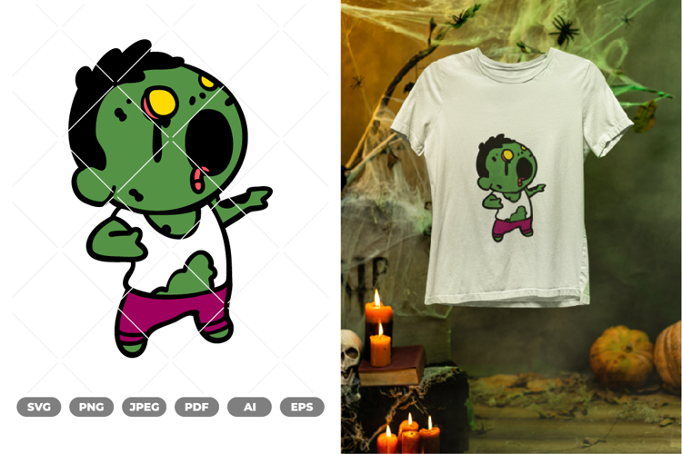 Chibi Zombie Colored SVG & Clipart