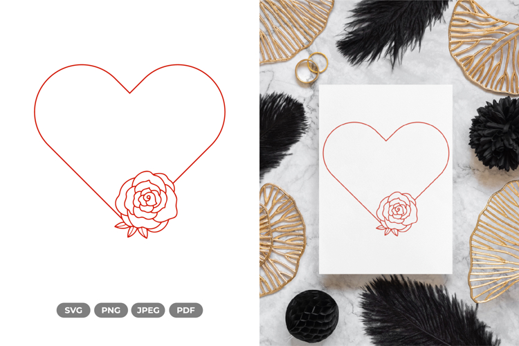 Floral Wedding Frame SVG & Clipart - Cut Files
