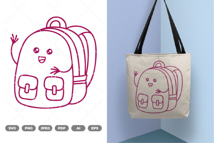 School Supply Cartoon School Bag SVG & Clipart