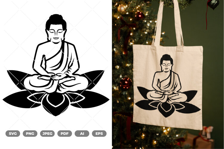 Buddha with Lotus SVG & Clipart example image 1