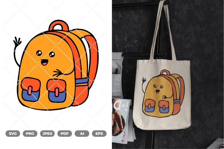 School Supply Cartoon Colored School Bag SVG & Clipart