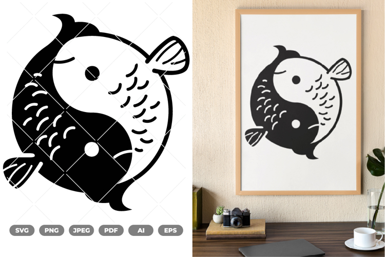Yin & Yang Fish SVG & Clipart