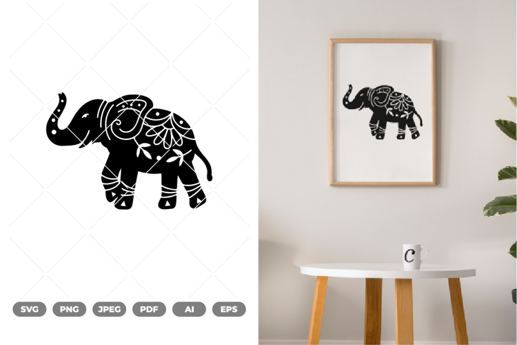 Folk Art Elephant SVG & Clipart