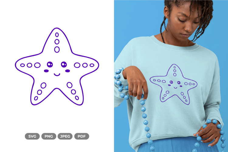 Kawaii Starfish SVG & Clipart - Sea Animal Cut File