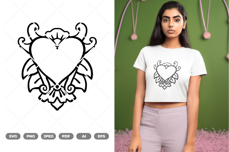 Floral Heart Tattoo SVG & Clipart