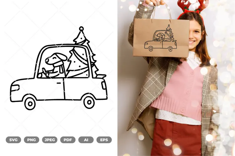 Christmas Car SVG & Clipart