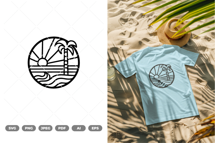 Beach Scene Outline SVG & Clipart