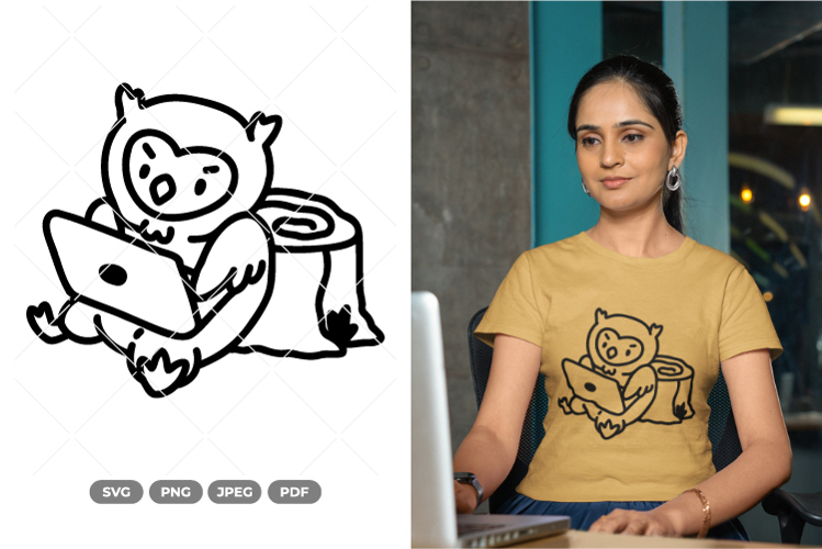 Workaholic Owl SVG & Clipart