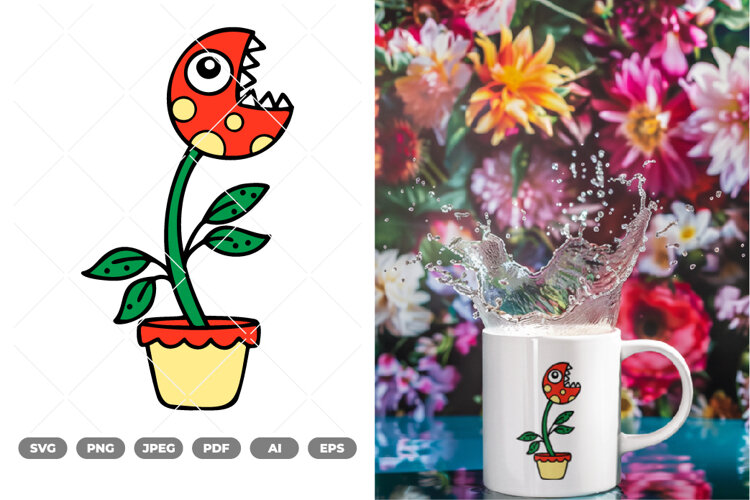 Monster Flower Colored SVG & Clipart example image 1