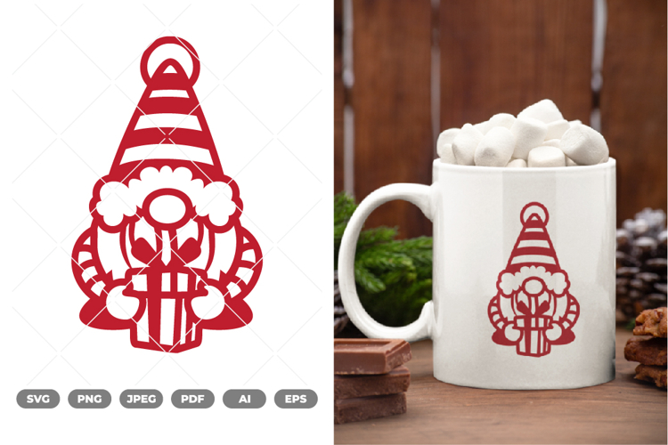 Kawaii Christmas Gnome SVG & Clipart example image 1
