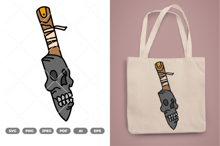 Skull Knife COlored SVG & Clipart