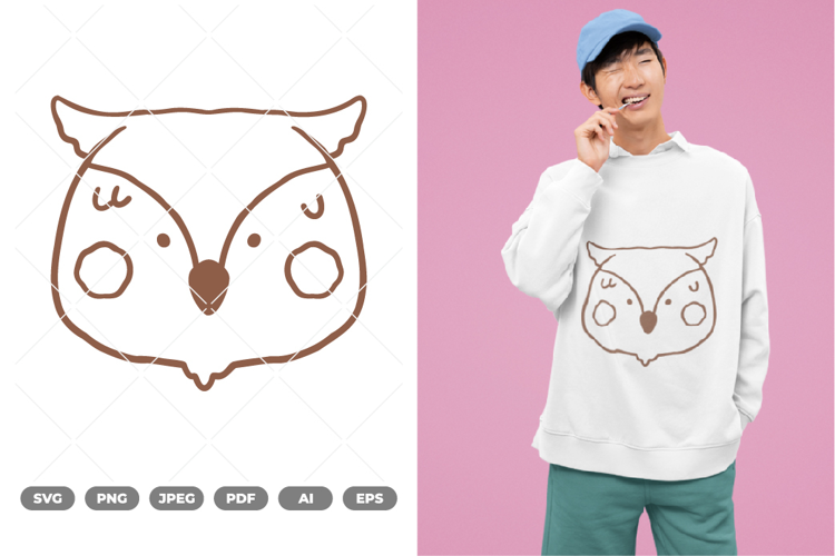 Kawaii Owl Head SVG & Clipart