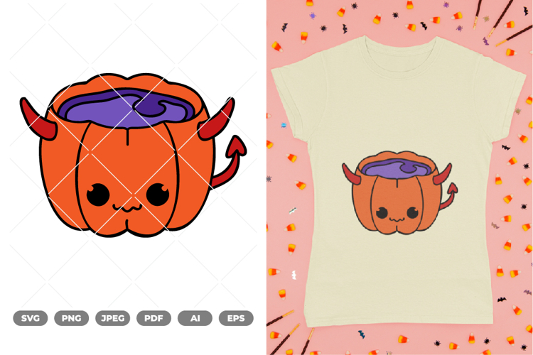 Cute Pumpkin Colored SVG & Clipart example image 1