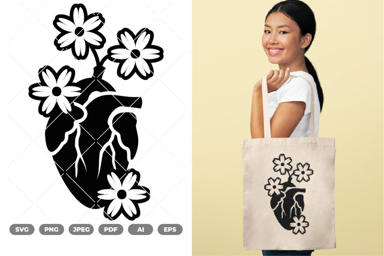 Floral Heart SVG & Clipart example image 1