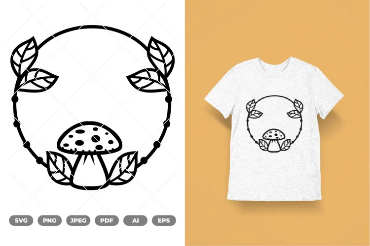 Mushroom Border SVG & Clipart