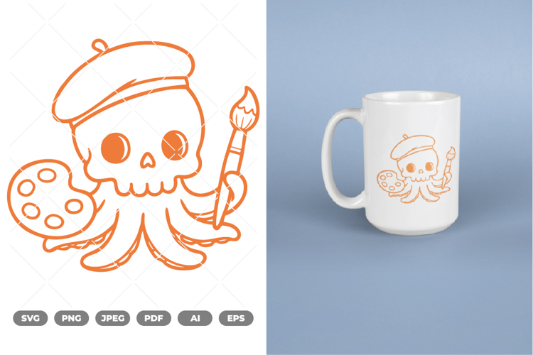 Skull Octopus SVG   Clipart