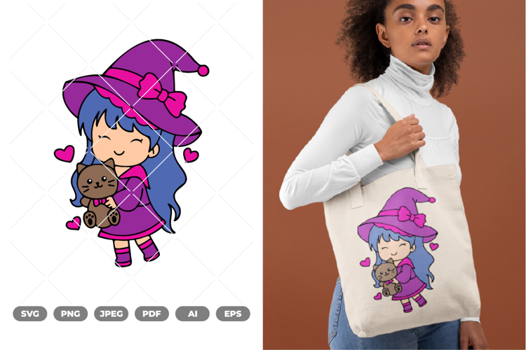 Chibi Witch Colored SVG & Clipart
