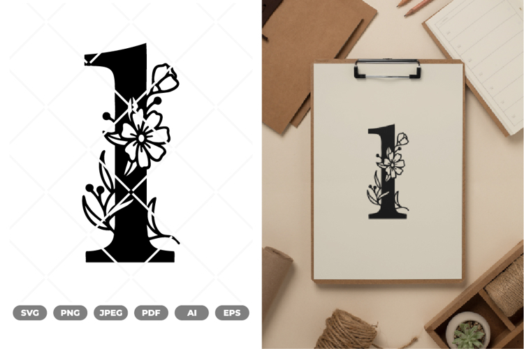 Floral Numeric SVG   Clipart