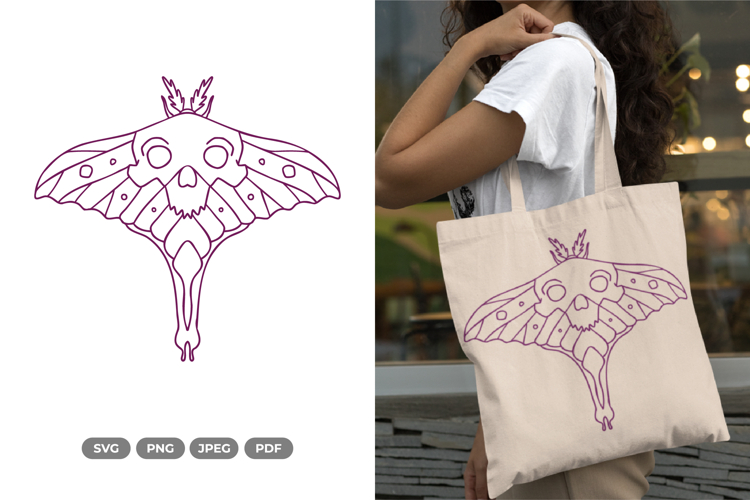 Skull Moth SVG & Clipart - Hand Drawn Doodle example image 1
