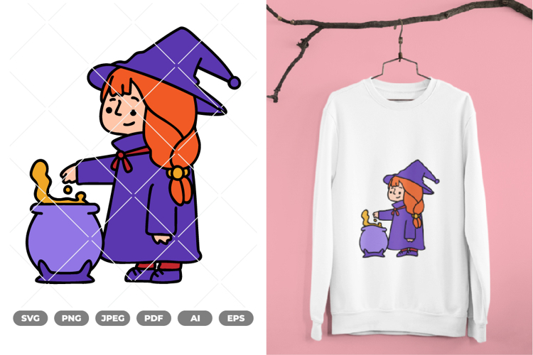 Cute Witch Colored SVG & Clipart
