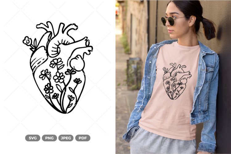 Floral Heart SVG   Clipart