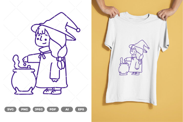 Cute Witch SVG & Clipart example image 1