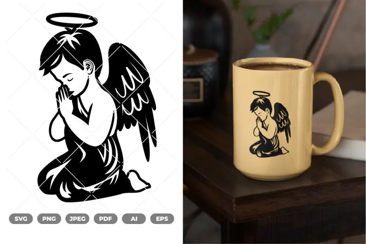 praying little angel SVG & Clipart