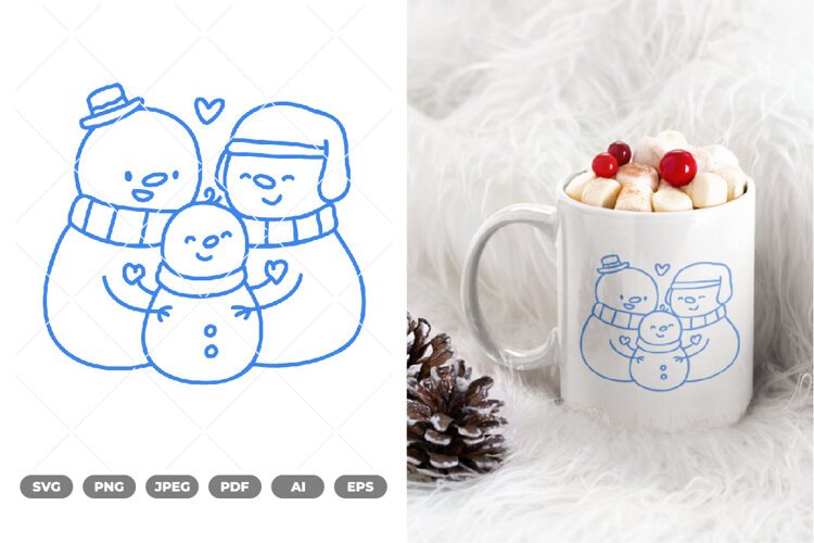 Snowman Family SVG & Clipart example image 1