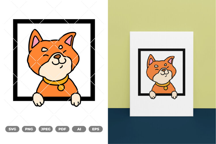 Peeking Dog Colored SVG & Clipart example image 1