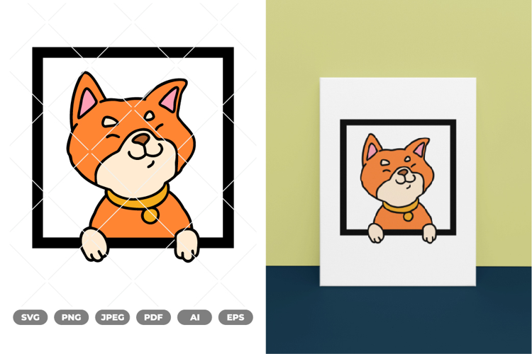 Peeking Dog Colored SVG & Clipart